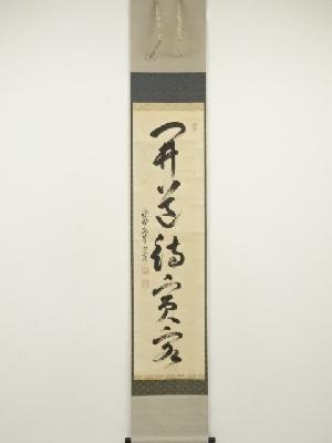 大徳寺　小堀卓巌（宗芳）筆　「開花結真実」一行書　肉筆紙本掛軸（共箱）